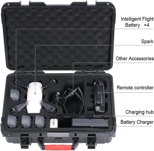 Vista 2 de Smatree Estuche de transporte impermeable de 10.2L compatible con DJI Spark, estuche rígido portátil para DJI Spark Fly More Combo