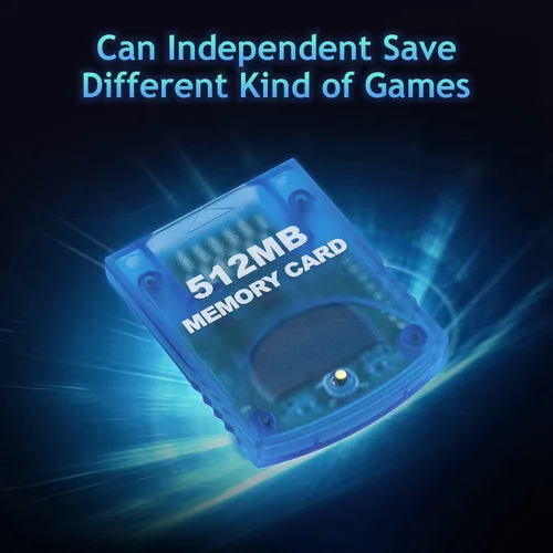 Vista 6 de Mcbazel Tarjetas de memoria Gamecube, tarjeta de memoria compatible con Gamecube y consola Wii, color azul, 512 MB (8192 bloques)