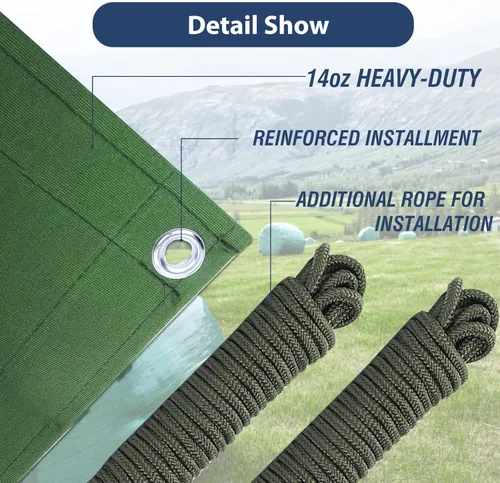 Vista 5 de Lonas de Lona de 5'x7' Pies de Servicio Pesado Impermeables con Ojales de Aluminio, Resistentes a los Rayos UV, Tela Multiusos de 22Mil, Hoja