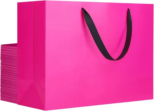 Vista 53 de EUSOAR Bolsas de regalo grandes con asas, paquete de 3 bolsas de papel de compras negras resistentes de 16 x 6 x 12 pulgadas con asas, bolsa