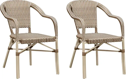 Vista 37 de PURPLE LEAF juego de 2 sillas de estilo bistró francés para patio, sillas de comedor, sillones de mimbre de aluminio tejido a mano, sillones