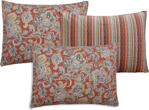 Vista 4 de Cozy Line - Juego de cama de 6 piezas, ropa de cama reversible de algodón reversible con falda de cama, fundas a juego, almohada decorativa