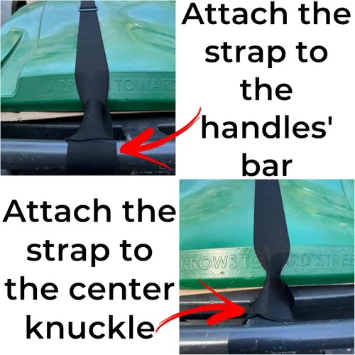 Vista 4 de Garbage Commander Correa de basura de alta calidad hecha en Estados Unidos, correa de seguridad ajustable para cubo de basura, material resistente