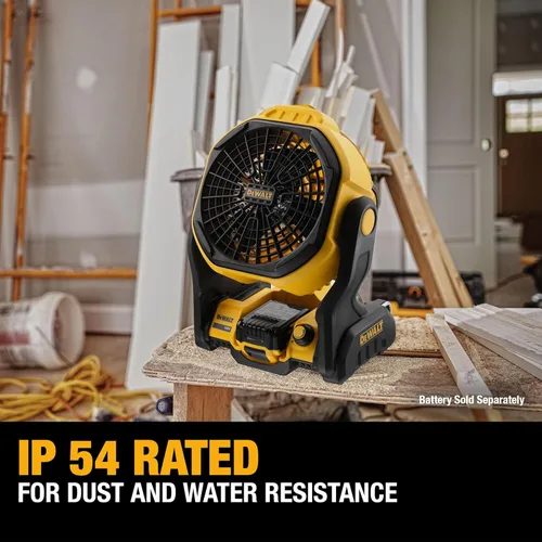 Vista 4 de DEWALT 20V MAX Ventilador portátil, ventilador de taller inalámbrico recargable con batería, hasta 4.5 horas de duración, velocidad variable, 650