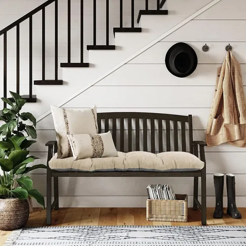 Vista 7 de baibu Almohadilla de banco clásica de 36 pulgadas de color sólido con lazos, almohada de banco rectangular súper suave para interiores y exteriores