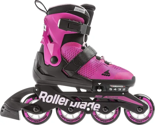 Vista 2 de Rollerblade Microblade - Patines en línea ajustables para niñas, color rosa y chicle, para jóvenes, rendimiento juvenil