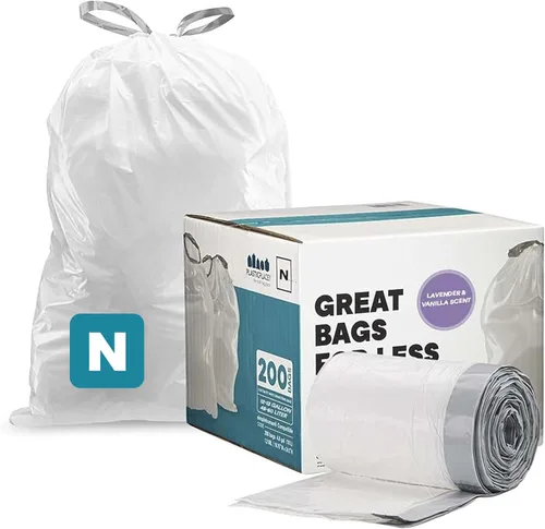 Vista 8 de Plasticplace Bolsas de basura de ajuste personalizado, compatibles con simplehuman Code N (50 unidades) forros de basura blancos con cordón de 12-13