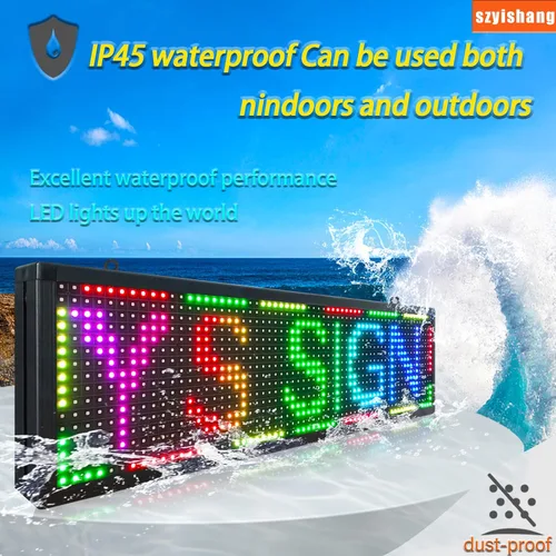 Vista 5 de YS P10 - Letrero LED programable para exteriores de 26 x 8 pulgadas, tablero de visualización RGB a todo color, señalización digital WiFi