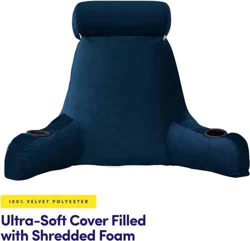 Vista 3 de Sweet Home Collection Almohada de lectura extra grande máxima comodidad y apoyo para reposo en cama con portavasos