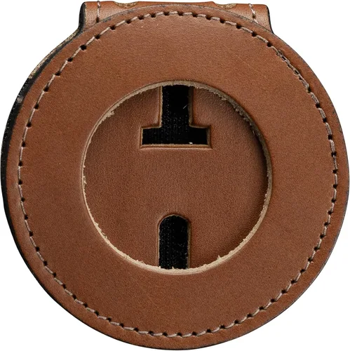 Vista 8 de Perfect Fit Shield Wallets Soporte para insignia de cinturón de Texas Ranger con cadena para el cuello y clip para cinturón de cuero negro