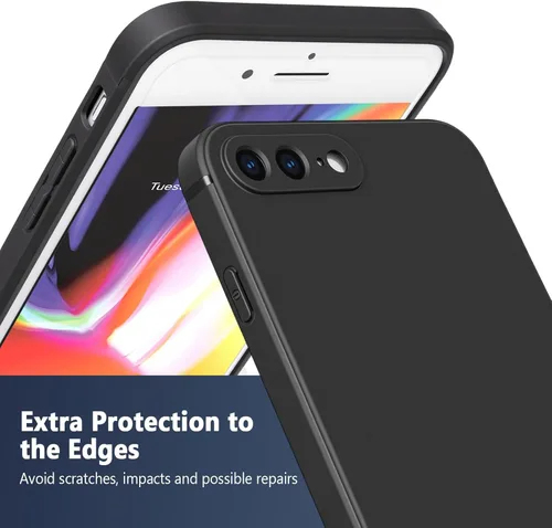 Vista 4 de FanTEK Funda para teléfono compatible con iPhone 7 Plus, iPhone 8 Plus, antiarañazos y huellas dactilares, funda protectora, color negro mate