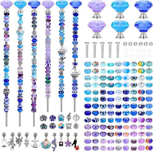 Vista 9 de AIPRIDY Kit de cuentas de jardín de varitas de hadas con arco iris, surtido colorido de cuentas de agujeros grandes, kit de estacas de jardín