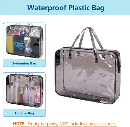 Vista 4 de Fasrom Bolsa de playa de malla extra grande con cremallera inferior, paquete con mochila de playa de malla con bolsa impermeable y bolsillo