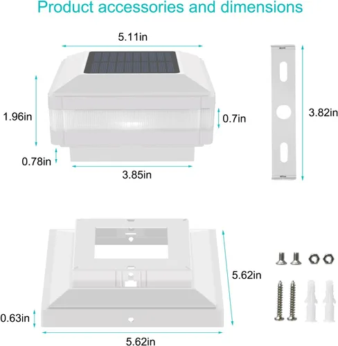 Vista 3 de Luces solares para tapa de poste, paquete de 4 luces solares para postes de valla alimentadas por energía solar para decoración de patio, terraza