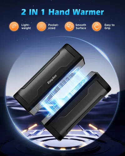 Vista 3 de EasyAcc Hand Warmers Rechargeable 2 Pack, 10000mAh Magnetic Hand Warmers, 18Hrs Long Heating, with Camping Hook, Pocket Size, Gifts for Christmas