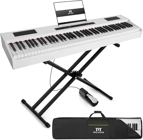 Vista 11 de Piano digital MUSTAR 88 teclas teclado pesado con acción de martillo, MDP-1200 teclado pesado con soporte, teclado de piano eléctrico