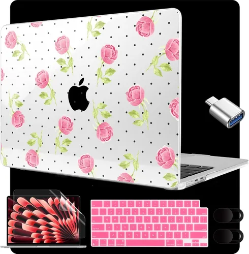 Vista 30 de MEEgoodo Funda para MacBook Air M4/M3/M2 de 15.3 pulgadas 2025 2024 2023, compatible con el modelo (A3241/A3114/A2941) para MacBook Air de 15