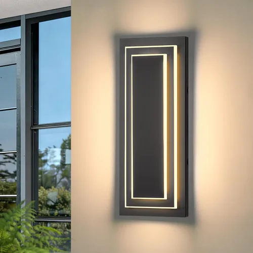 Vista 17 de Luces de pared para exteriores de 11.8", apliques de pared LED negros, accesorios de luz exterior para montaje en pared, blanco cálido de 3000 K