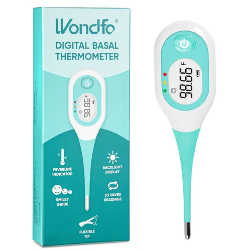 Wondfo Termómetro corporal basal para ovulación - Termómetro BBT con indicador facial, lectura rápida de 60 segundos, recuperación de memoria 30,