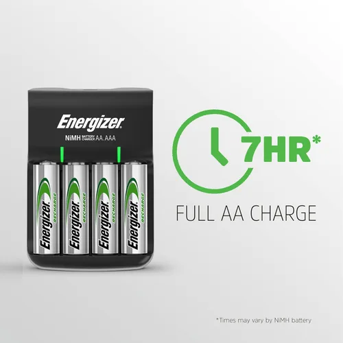 Vista 3 de Energizer Cargador básico de recarga con 2 baterías recargables AA NiMH (incluidas), indicador led
