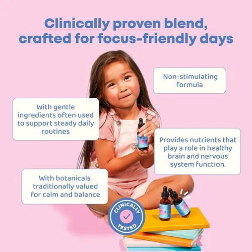 Vista 2 de JoySpring Genius Drops for Kids Suplemento de Concentración Clínicamente Comprobado Suplemento Líquido Herbal de Concentración con Ginkgo Biloba