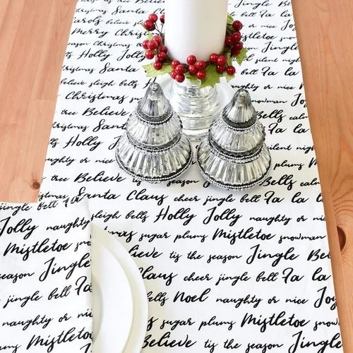 Camino de mesa de Navidad, bufanda de tocador blanco hueso, 100% algodón, decoración de fiesta para el hogar, cocina, comedor, vacaciones, tela