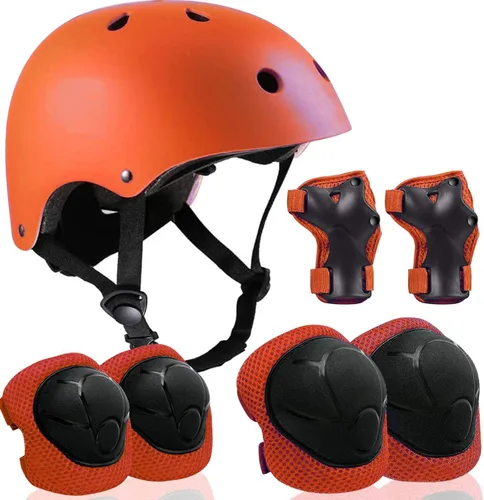Vista 13 de Casco ajustable para niños de 3 a 16 años, niños pequeños, niños y niñas, equipo de protección con rodilleras, coderas y muñequeras para múltiples