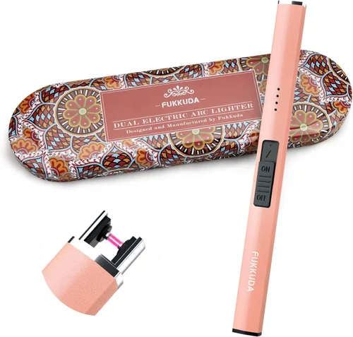 Vista 14 de FUKKUDA Encendedor Eléctrico de Vela de Doble Arco Mejorado - Recargable por USB, Resistente al Viento, Sin Llama, Ideal Relleno de Calcetín Negro