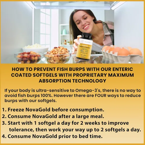 Vista 2 de NovaGold - Aceite de pescado Omega 3, suplemento de alta resistencia EPA DHA de 2000 mg - Cápsulas blandas sin erupciones fáciles de tragar - Apoya