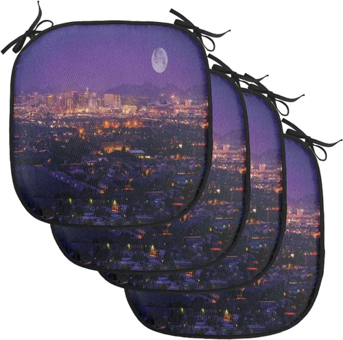 Vista 37 de Lunarable American Chair Cushion Pad, Massachusetts Flagg Holds a Bow and Pointing Downward Arrow, Seat Padding for Kitchen & Patio with Anti-Slip