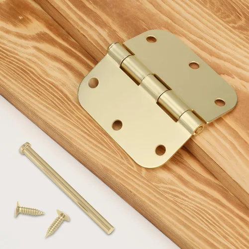 Vista 5 de Haidms Paquete de 6 bisagras de puerta de latón satinado de 3.5 pulgadas, bisagras de puerta interior de oro cepillado con pin extraíble de esquina