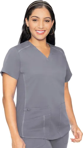 Vista 12 de Med Couture Touch - Camisa médica con cuello en V para mujer Azul marino