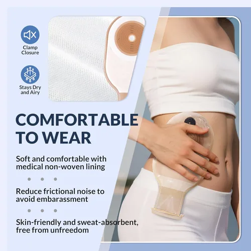 Vista 5 de 100 bolsas de colostomía, suministros de ostomía de 15 a 2.559 in, bolsas de ostomía de una sola pieza, bolsas drenables con cierre para el cuidado