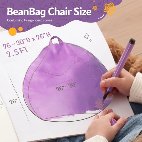 Vista 210 de de 3 pies con relleno de espuma viscoelástica, puf grandes, sofá suave con funda de terciopelo holandés, 36 x 36 x 24 pulgadas (morado)