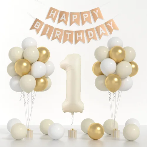 Vista 14 de Decoraciones de Segundo Cumpleaños para Niño - Globos Azules y Blancos de 12 Pulgadas, Globo Azul de 40 Pulgadas con 2 Globos, Bandera de Feliz