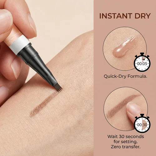 Vista 4 de Yulinlon Lápiz de cejas de 4 puntas, 6 colores, resistente al agua, de larga duración, herramienta de maquillaje profesional (1# marrón claro)