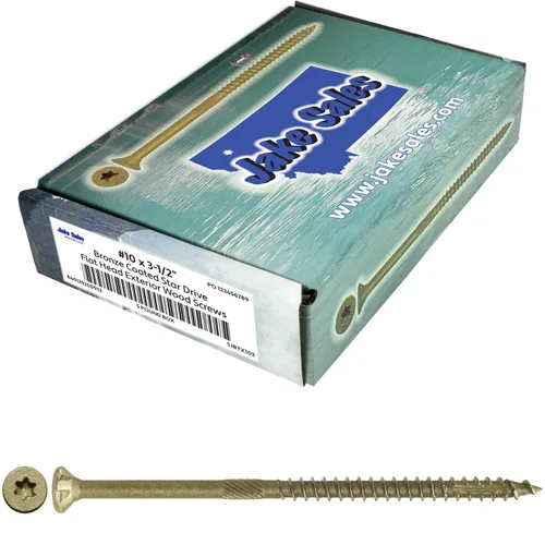 Vista 268 de 8 x 1 revestimiento exterior recubierto de bronce, tornillo de madera multiusos compatible con ACQ, cabeza plana Torx/Star Drive de 1 libra, 288