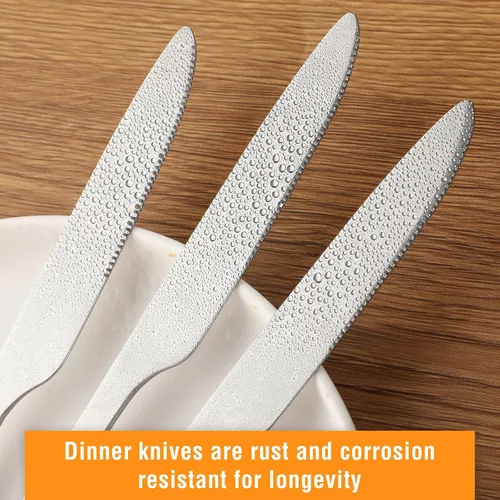 Vista 6 de Nuenen Juego de 100 cuchillos de cena, 8.3 pulgadas, cuchillo de mantequilla duradero de acero inoxidable, mesa dentada, cubiertos para carne