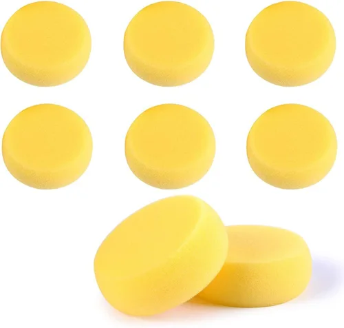Vista 9 de Esponjas redondas de pintura WAFJAMF de 2.96 pulgadas de color amarillo, esponja de arcilla para pintura facial, manualidades