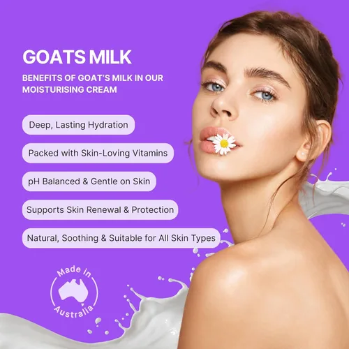 Vista 4 de Goat Crema Hidratante de Leche con Aceite de Argán100ml, Adecuado para pieles secas con picazón o sensibles, Hecho en Australia