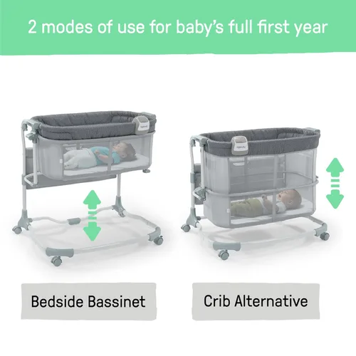 Vista 5 de Ingenuity Dream & Grow Moisés para Bebé de Cabecera con Colchón AirLoom, para Edades de 0-12 Meses, Altura Ajustable - Costura a Mano (Gris)
