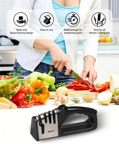 Vista 7 de Afilador de cuchillos de cocina 4 en 1, kit de afilado de cuchillos multifuncional, accesorios de cocina elegantes adecuados para cuchillos