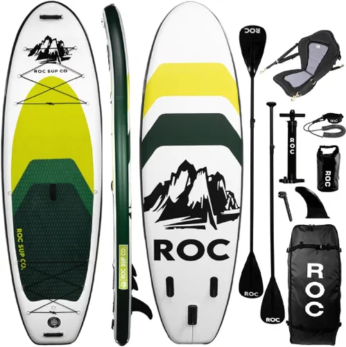 Vista 8 de Roc Tabla de remo inflable de 10 pies y 6 pulgadas con accesorios de tabla de remo de SUP de alta calidad, diseño amplio y estable, cubierta