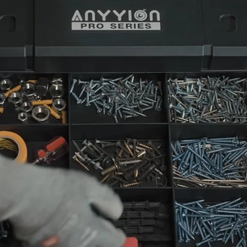 Vista 3 de Anyyion Organizador de almacenamiento de herramientas con cajones dobles, cierres resistentes, apilable
