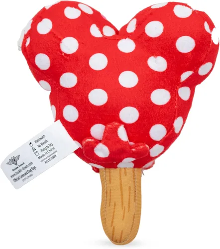 Vista 2 de Buckle-Down Juguete para perros de Disney, helado de Minnie Mouse con orejas y lazo rojo para mascotas, peluche