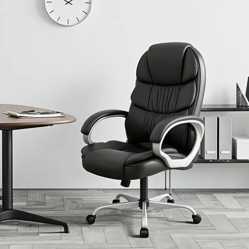 Vista 2 de Furmax Silla de oficina de cuero con respaldo alto, silla de oficina ejecutiva ergonómica, silla giratoria de escritorio para computadora, soporte