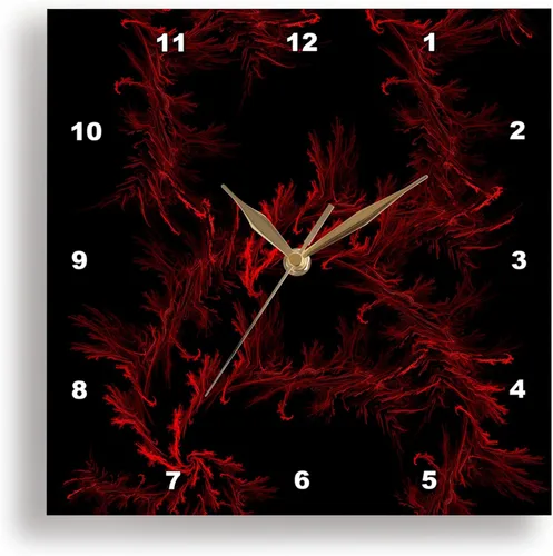 3dRose Reloj de pared silencioso - 15 pulgadas - Líneas rojas abstractas sobre fondo negro - Arte digital por Brandi - Venas