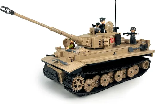 General Jim's WWII German Tiger Tank 131 - Juego de bloques de construcción de ladrillos históricos militares, 1,018 piezas, escala 1:24, torreta
