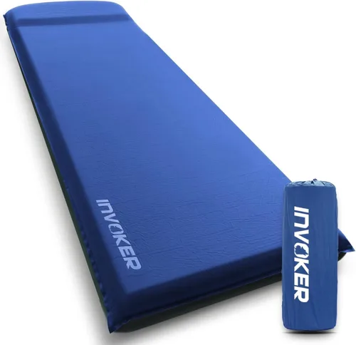 Vista 11 de INVOKER Almohadilla de dormir para acampar, de 3 pulgadas, de espuma de elasticidad ultra gruesa, autoinflable, aislada, duradera, con almohada