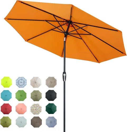 Vista 33 de Tempera Patio Market Outdoor Table Umbrella with Auto Tilt and Crank, Large Sun Umbrella with Sturdy Pole & Fade Resistant Canopy, Easy to Set